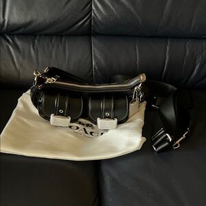 Coach Black  Ashton Denim Baguette Shoulder Bag with 2 Straps Also $25 GC